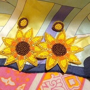 Sunflower Bead Earrings